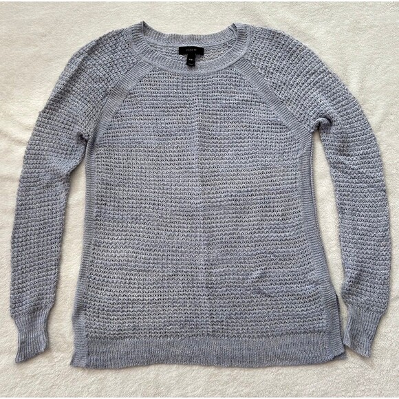 J. Crew Semi-Sheer Knit Raglan Sleeve Crewneck Oversize Sweater XS Heathered - Picture 2 of 8